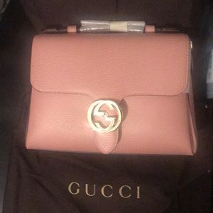Gucci Dusty Pink Leather Crossbody with Gold GG Closure